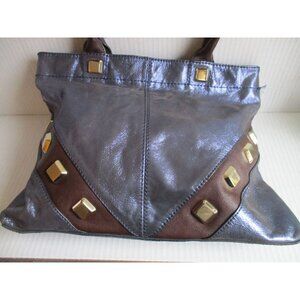 *Corso Como Purple Plum Tote Iridescent Leather w Brown Accent Studs